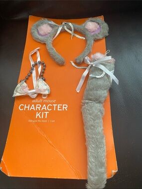 Adult Vintage Mouse Character Costume Kit - Gray & Pink Kids Costume